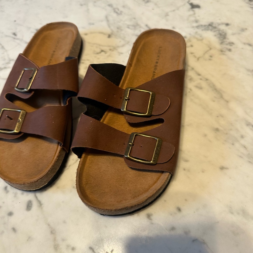 Lucky brand Brown Double Strap Sandals